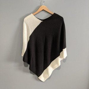 + Beryll black white color block cashmere knit poncho OS